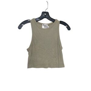 Zara Women's Medium M Med Ribbed Crop Tank Top  Beige Sleeveless